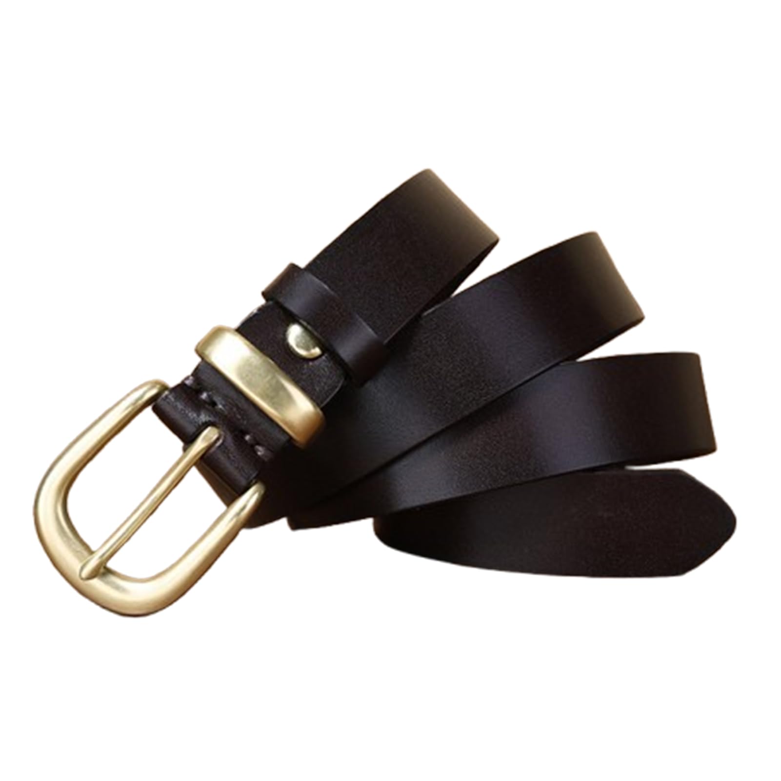 Cinturón Fino De Piel Vacuno For Mujer, 2,8 Cm Ancho, Con Hebilla Dorada Moda For Vaqueros Y Vestidos, 4 Mm Grosor