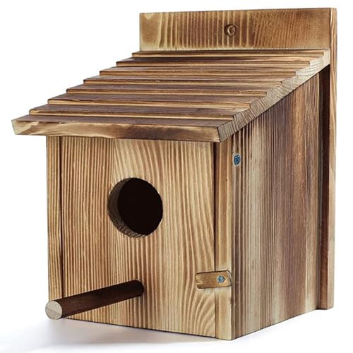 Taicols Bird House for Outside with Predator Guard, Wood Bird Houses for Outside with Pole, Wooden Bird House for Bluebird Cardinals, Hanging Birdhouse, Clearance Garden Country Cottages Bird House