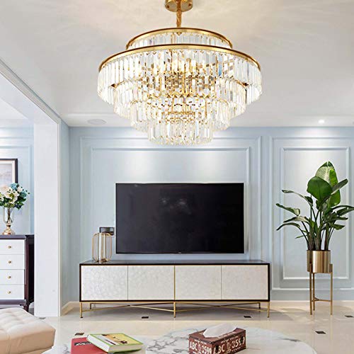 Plafonnier LED cristal rond E14 lustres luxe 4 niveaux
