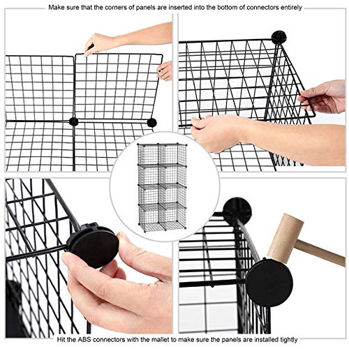 C&Ahome Wire Cube Storage, 8-Cube Organizer Metal C Grids Storage, Storage Bins Shelving, Modular Book Shelf, Diy Closet Cabinet Ideal For Living Room, Home, Office 24.8" L X 12.4" W X 48.4" H Black #TOP6