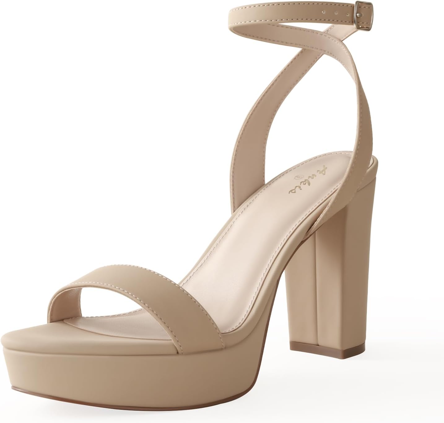 Platform Heels for Women 4 Inches Chunky Heels Sandals for Women Comfy Open Toe Block Heeled Sandals Nude White Silver Gold Black Ankle Strappy Heels