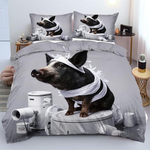 Linge de lit 220x240 cochon noir pour en finir avec la literie difficile à ranger - 2