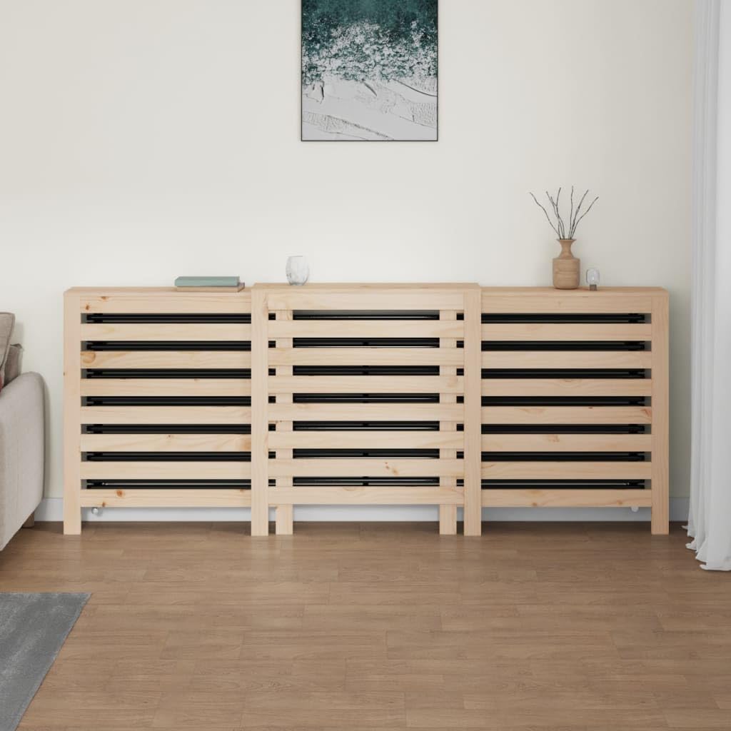 Okładzina grzejnika z litego drewna sosnowego, 210 x 21 x 85 cm, z lamelami, półka, do salonu i łazienki, energooszczędna, akcesoria do ogrzewania i termostatu