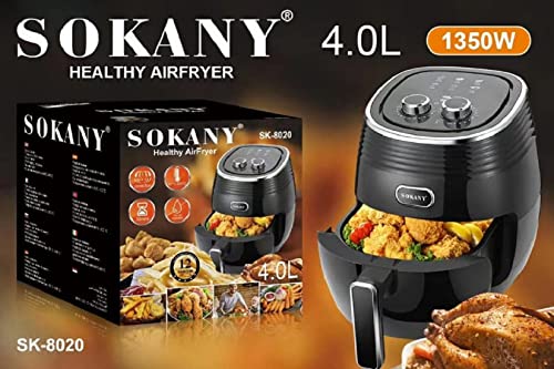 Image of Air Fryer 4 L Large Cooking Pan Capacity Convection oven Electric Fryer Toaster Dehydrator for Oil-Less Air Frying Cooking Oven Oilless Cooker Hot Air Fryers Non-Stick Basket,Black,Standard