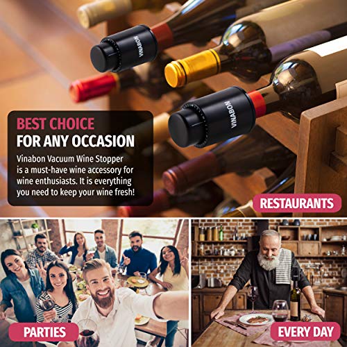 VINABON Vacuum Wine Stoppers 2021 - Wine Saver, Wine Bottle Stopper (Set of 2) - Thumbnail 6