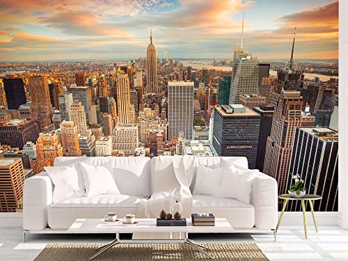 Oedim Fotomural Vinilo Pared Atardecer en la Ciudad de Nueva York Fotomural para Paredes, Vinilo Decorativo, Decoración comedores, Salones, Habitaciones.… Cover