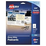 Avery 8383 Photo-Quality Glossy Postcards for Inkjet Printers, 4 1/4 x 5 1/2, White (Pack of 100)