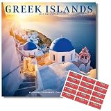 Avonside Isole Greche 2027 Calendario con Adesivi Organizzativi, Calendario da Parete Quadrato 16 Mesi (set 2026 - dic 2027), Planner di Viaggio, 29,5 x 29,5 cm