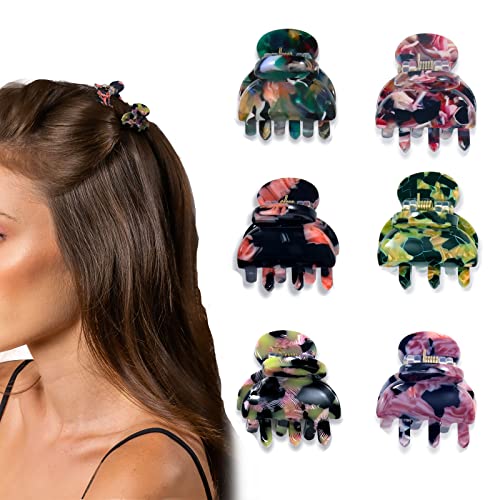 Cobahom 6Pcs Small Hair Clips 1.06 Inch Mini Claw Clips for Thin Thick Hair