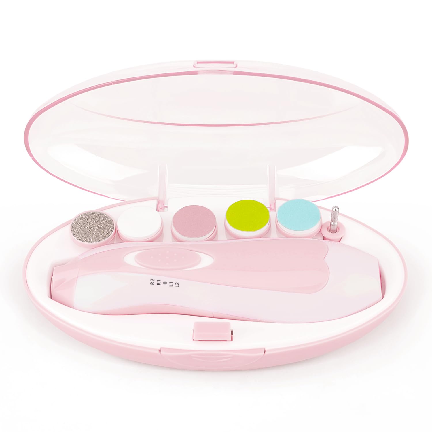 Cortaúñas eléctrico para bebés: kit eléctrico de cortaúñas para bebés, cuidado de uñas de los pies, manicura 6 en 1 con luz LED, seguro para recién nacidos y adultos