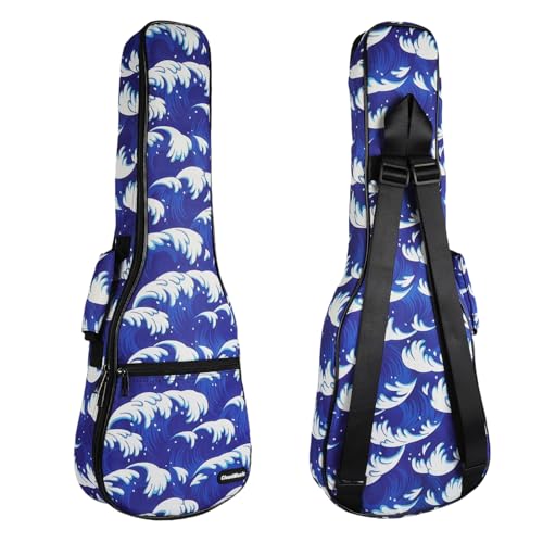 CLOUDMUSIC Ukulele Case Gig Bag Padded Backpack For Soprano 21" Inch(Soprano,Hawaii Blue)