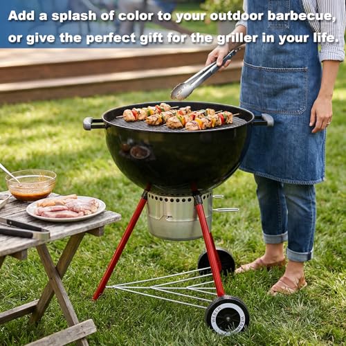 Yuflame Grill Front Leg and Wheels Parts for Weber 22" Kettle Grills, 65930 Grill Wheels 65130 Front Leg Kit and 80694 Triangle Leg Support for Charcoal Grill, Red Front Leg Replacement by Yuflame - Used condition - Image 7