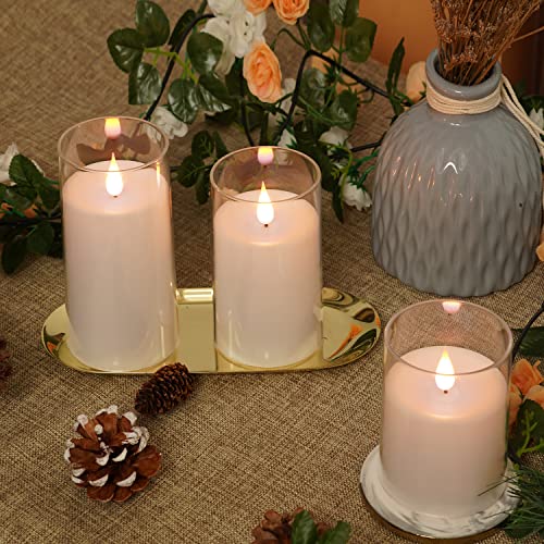 Amagic Acrylic Flameless Candles, Battery Operated Candles, Flickering Led Pillar Candles With Remote Control And Timer, Yellow And Blue Glow, Set Of 3 #TOP4