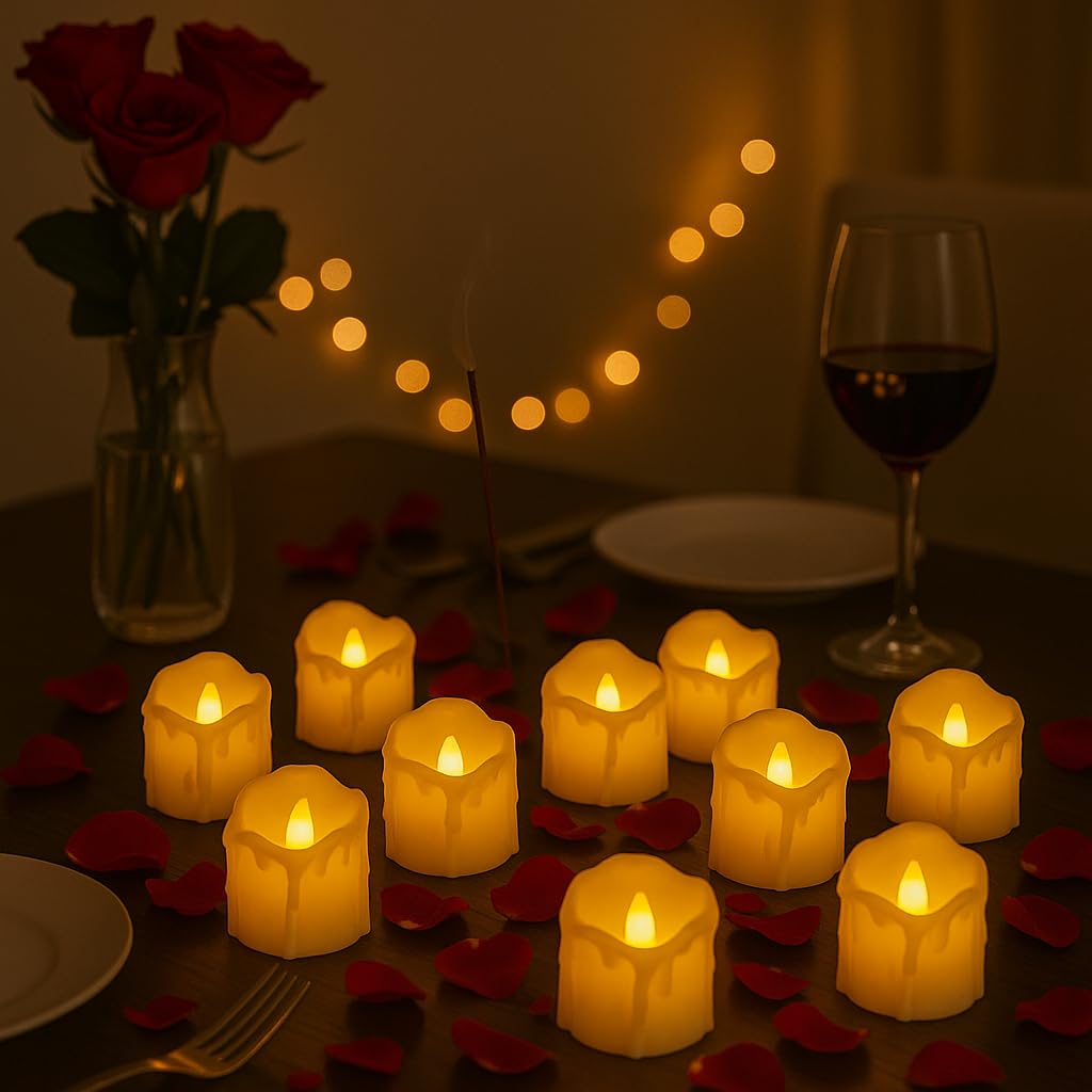 Xtore Melted Electric Flameless Candles | Perfect for Home décor, mandir, Date Nights Gifting - (Pack of 8)-image-2