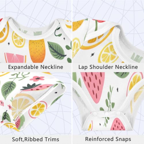 DDDIYEU Fruits Tropicaux Coloré Botanique Body pour Bébé-Body Manches Courtes En Coton pour Enfant 3-24 Mois Été – vue 3
