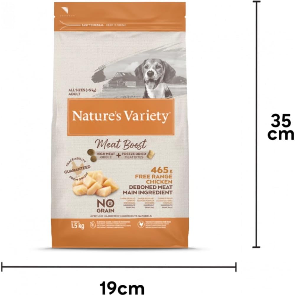 Nature's Variety Meat Boost Complete Dry Food Free Range Chicken for Adult Dogs - 1.5 Kg