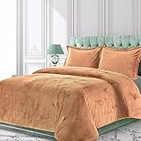 Premium Crinkle Crushed 500 GSM Peach 68 x 90'' Venice Velvet Lush Twin XL Bedding Comforter Sherpa...