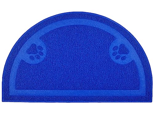 Paw Print Cat Litter Mat, Kitten Litter Mat, Door Mat, Semicircle,60x36cm (Blue)
