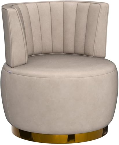 Miniatura 5 de Silla giratoria de terciopelo, moderna silla decorativa tapizada, silla redonda giratoria de 360 con base de metal dorado, cómoda silla de brazo