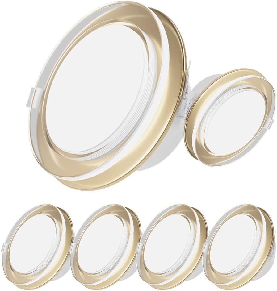 CCTUNG 6Pack Gold Aluminum LED Can Lights 360° LED Recessed