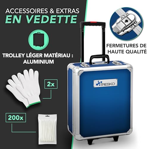 TRESKO Boite à Outils 1400 pièces en Chrome Vanadium | avec mallette en aluminium et poignée télescopique (Bleu) – vue 3