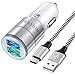 Produktbild Auto Ladegerät, IWAVION Quick Charge 3.0+2.4A 30W KFZ Ladegerät Adapter Dual USB Auto Ladeadapter mit 1M Nylon USB Type C Ladekabel für Samsung Galaxy S10 S9 S8,Note9/8,LG G6 V30,Huawei P20/P10/Mate10