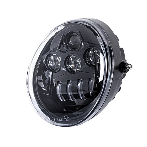 FieryRed LED Headlight for V-Rod VRSCF VRSC VRSCR 2002-2017, CREE LED High/Low Beam motorcycle Headlight,BLACK, 1 Year Warranty