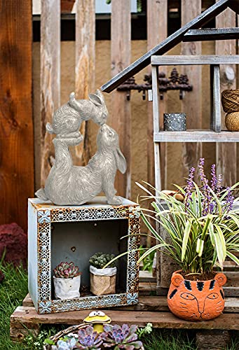 Newman House Studio Garden Statues Kissing Bunny Sulpture - Garden Décor Rabbit Collectible Figurines Yard Decorations Outdoor 11.8" L X 4.8" W X 14.6" H #TOP4