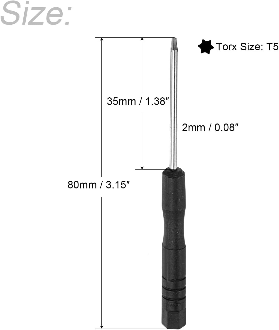 uxcell Mini Torx Screwdriver, T5 Star Head for Watch Eyeglasses Electronics Repair, 5 Pcs