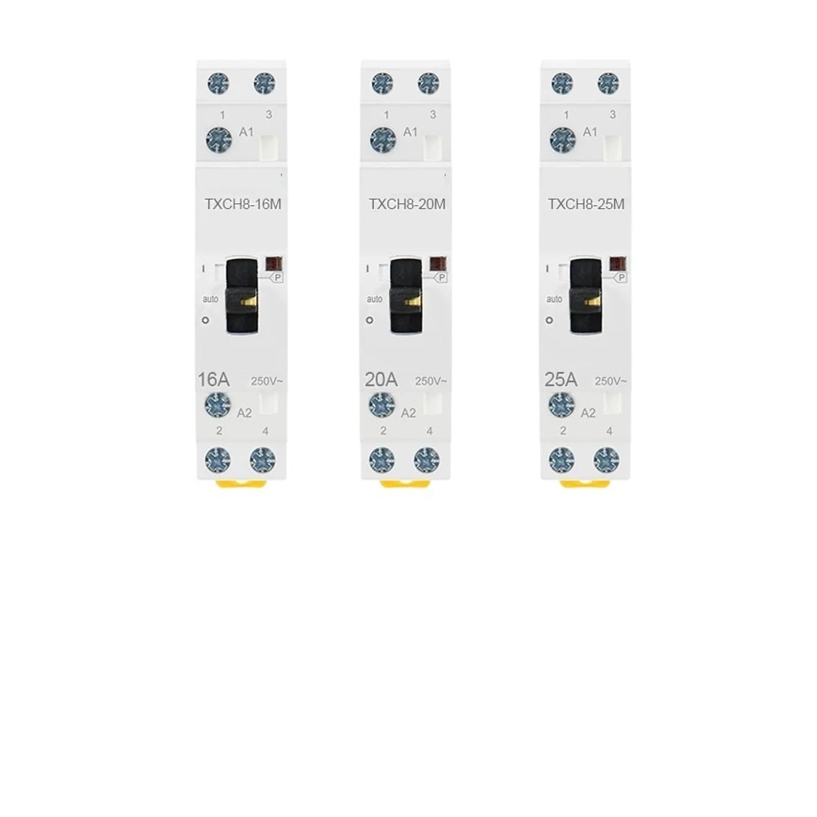 2P 16A 20A 25A 220V/230V 50/60HZ Domowy Stycznik AC na szynę DIN modułowy ręczny dom 2NO 2NC 1NO1NC (16A 2NC)