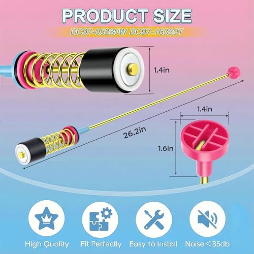 Upgraded DC97-16350U DC97-16350T Washer Suspension Rods Kit for Samsung Top Load Washer – Heavy Duty Stainless Steel & Enhanced Spring, Fits WA50R / WA45T / WA45H / WA45N Series (4 PCS) by Mezvion - Image 2