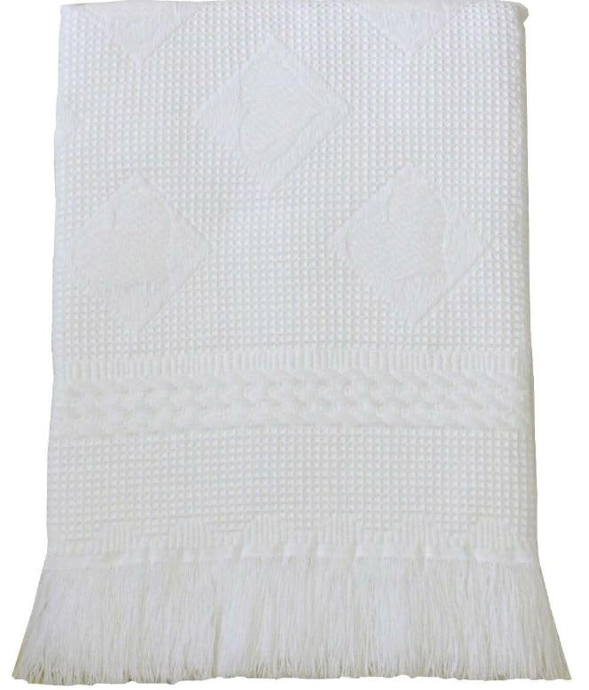 Blushh Baby Shawl Large Soft Acrylic Heart Shawl Blanket 122 x 122cm (White)
