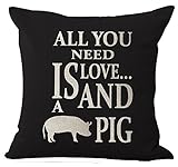 Queen's designer Nordic Style Wildlife Animal Lovers Sweet Warm Saying All You Need is Love and Pig Cotton Linen Decorative Throw Pillow Case Cushion Cover Square 18