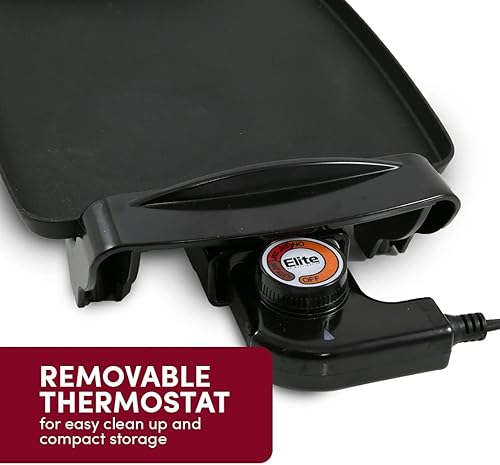 Miniatura 4 de Elite Gourmet EGR-2722B - Plancha eléctrica de 10.5 x 8.5 pulgadas, mango de tacto frío, superficie antiadherente, termostato extraíbleajustable,