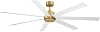 Fanimation Pendry 7 Blade Indoor/Outdoor Ceiling Fan 72 Inch Wide with Brushed Satin Brass Finish and Matte White Blades
