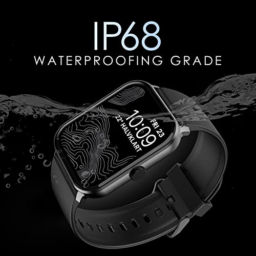 Image of RD Concur Bluetooth Calling Smartwatch, IP68 Water Resistance, 1.69'TFT Touch Screen, 25 Days Standby, 60+ Sports Mode, 24 * 7 Heart Rate, Step, Spo2, Sleep & BP Monitors | 6 Months Warranty-Black
