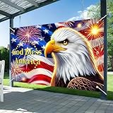 BlissYard Independence Day Background Banner 71 x 43 Inch 4th of July US Flag Bald Eagle Patriotic National Holiday Backdrop Independence Day Themed Party Banner Indoor Outdoor Supplies