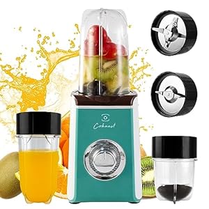 COKUNST Blenders for Shakes and Smoothies, 4 Blades Personal Blenders for Kitchen, Smoothie Blender and Grinder with 2 Blades, 10Oz & 17Oz Blender Cups, Countertop Blender for Fruits Protein Drinks