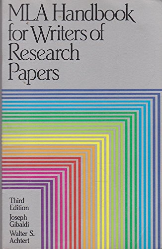 MLA Handbook for Writers of Research Papers 0873523792 Book Cover