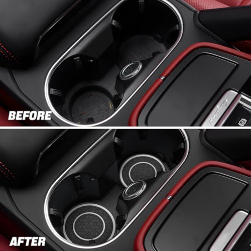 Image of Osilly Car Coasters for Cup Holder, 2.75 Inch No-Slip Anti Dust Insert Coaster, Universal Auto Waterproof Coasters Silicon Insulation Cup Mats for Woman Man, Suit for Vehicle (Black /White, 4PCS)