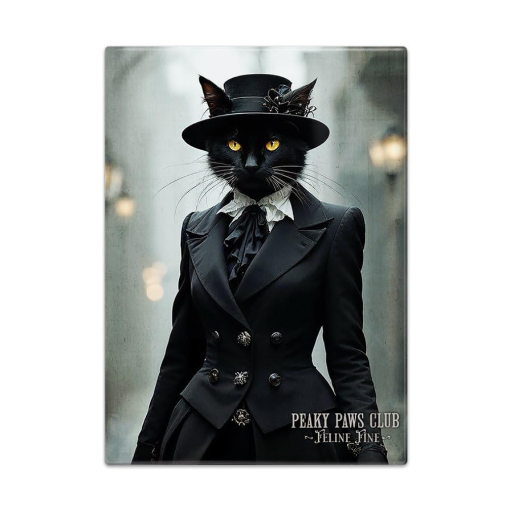 Fridge Magnet (65 x 90 mm) - Peaky Paws Club - Feline Fine (Black Cat)