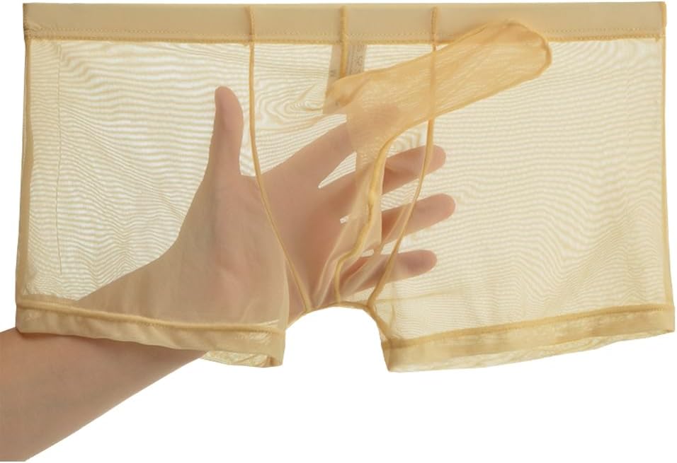 Men's See Through Mesh Trunks Underwear Seperate Elephant Nose Boxer Briefs