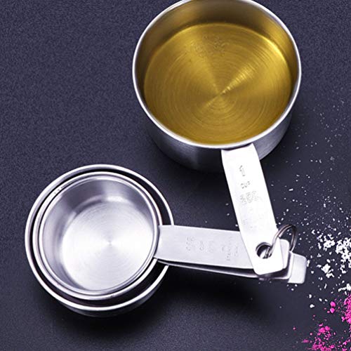 Cabilock 2 conjuntos de xícaras de medição e colher de medição de aço inoxidável, colheres de temper