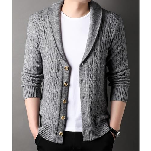 Men's Cardigan Sweaters Casual Shawl Collar Button Down Knitted Sweater Slim Fit Long Sleeve Cable Knit Cardigans4