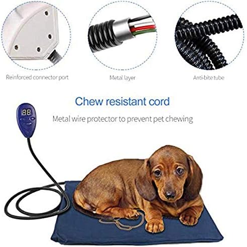 SagaSave Winter Dog Heated Pads, Pet Heating Pad,Cat Dog Electric Pet Heating Pad Indoor Waterproof,Auto Constant Temperature, Chew Resistant Steel Cord US PL