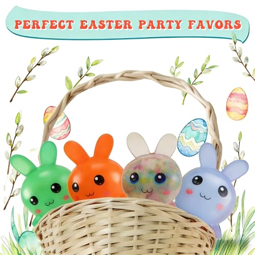 4pc Easter Basket Stuffers,Easter Basket Essentials,5pcs Squishy Easter Bunny Stress Balls for Adults,Easter Stress Relief Fidget Balls,Easter Party Favors Easter Basket Ideas Gifts (4pcs-D) — view 6