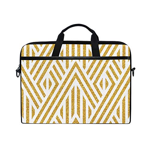 BEITUOLA 15-15.4 Zoll Laptop Taschen,Geometrisches gestreiftes Verzierungs Vektor Gold nahtlos,Verschiedene Muster multifunktionale Laptop Tasche tragbare Hülle Aktentasche Umhängetasche