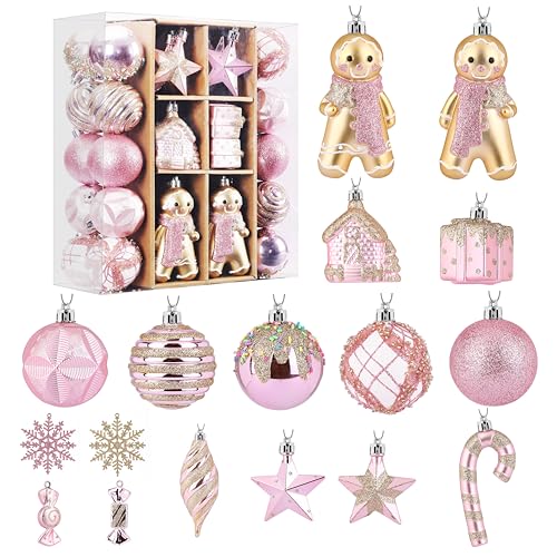 SHareconn 65 Stück Weihnachtskugeln Kunststoff Set, Bruchsicher...