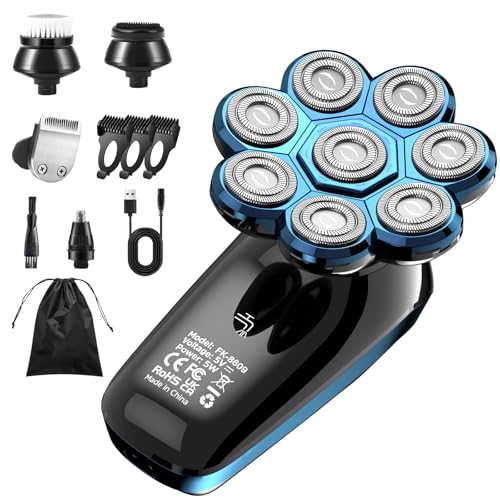 Afeitadora Cabeza Hombre 8D, Maquina Afeitar 6 en 1, Afeitadora Electrica Cabeza en Húmedo y Seco Impermeable IPX6