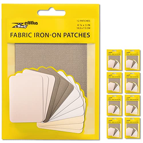 ZEFFFKA 9 Pakete Premium-Qualität Stoff-Aufnäher innen und außen, stärkster Kleber, 100 % Baumwolle, Brauntöne, Beige, Khaki, Reparatur-Set, 12-teilig, Größe 7,6 x 10,2 cm (7,5 x 10,2 cm) 0,5 cm ) Cover